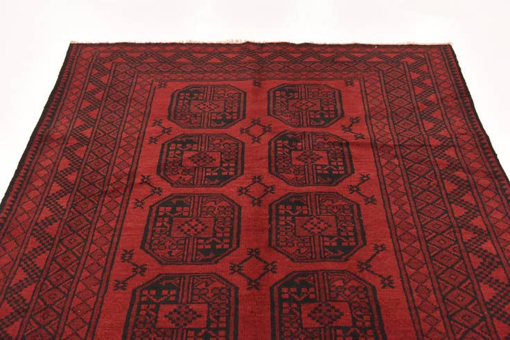 Detail image of 4' 11 x 6' 4 Hand Knotted Afghan Akhche Wool Rug