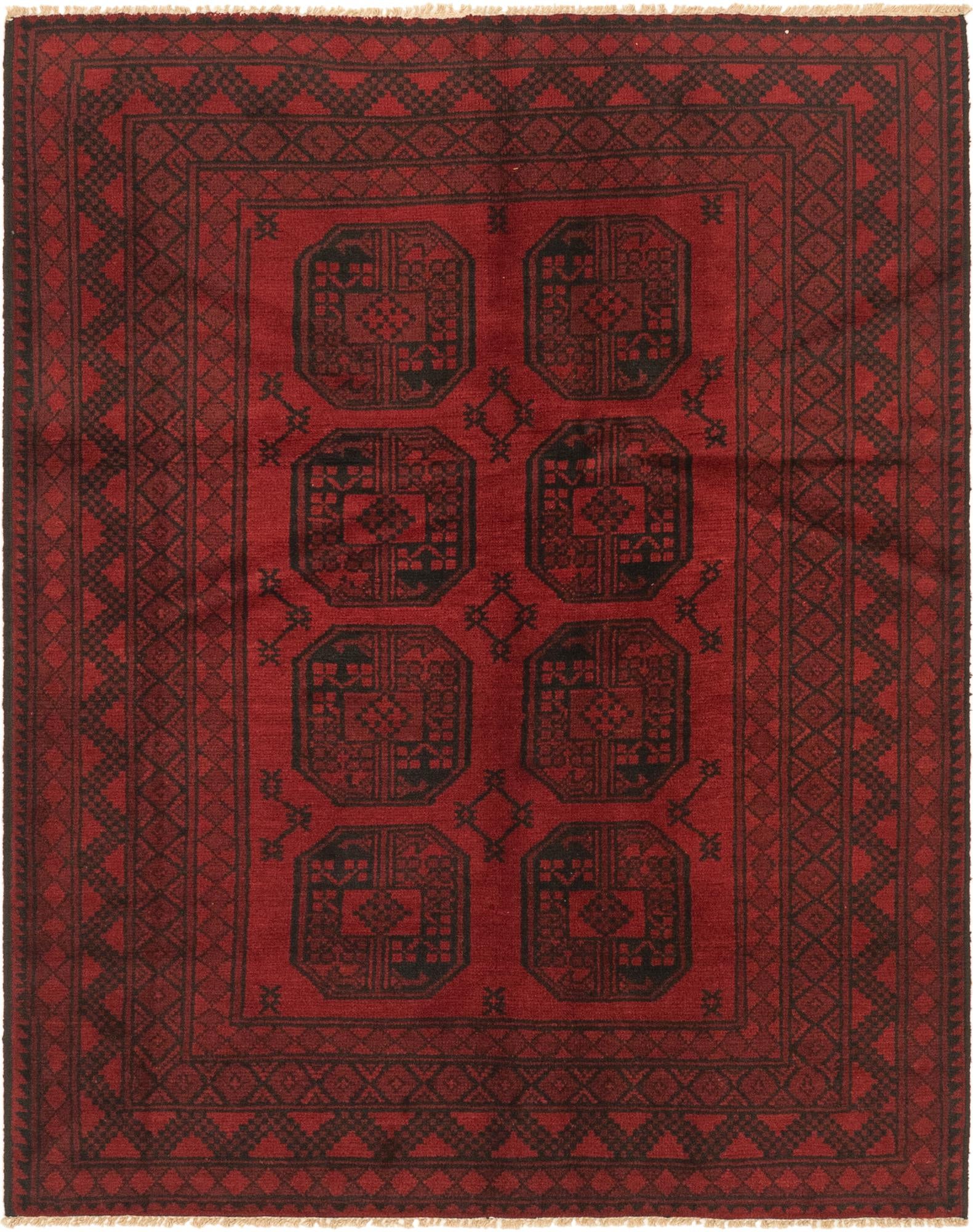 4' 11 x 6' 4 Hand Knotted Afghan Akhche Wool Rug