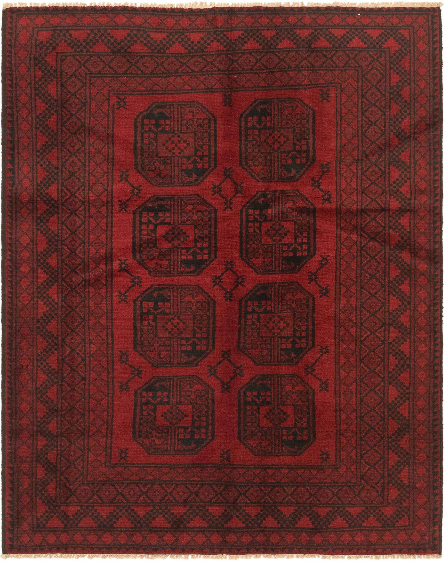 4' 11 x 6' 4 Hand Knotted Afghan Akhche Wool Rug