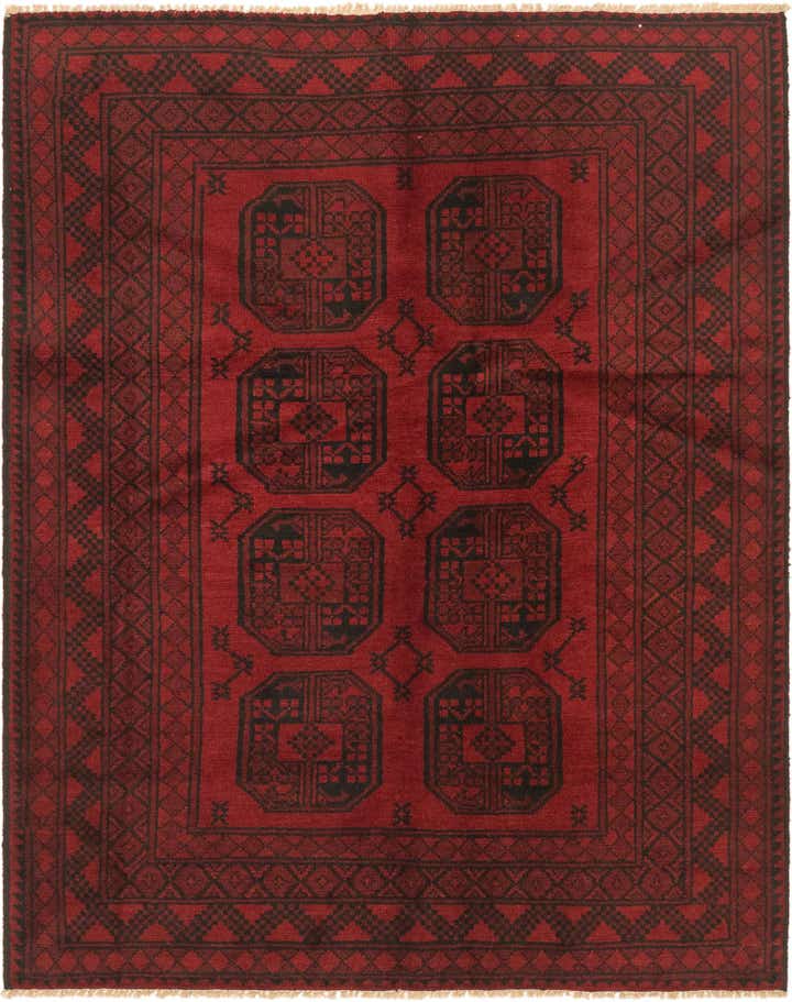 4' 11 x 6' 4 Hand Knotted Afghan Akhche Wool Rug