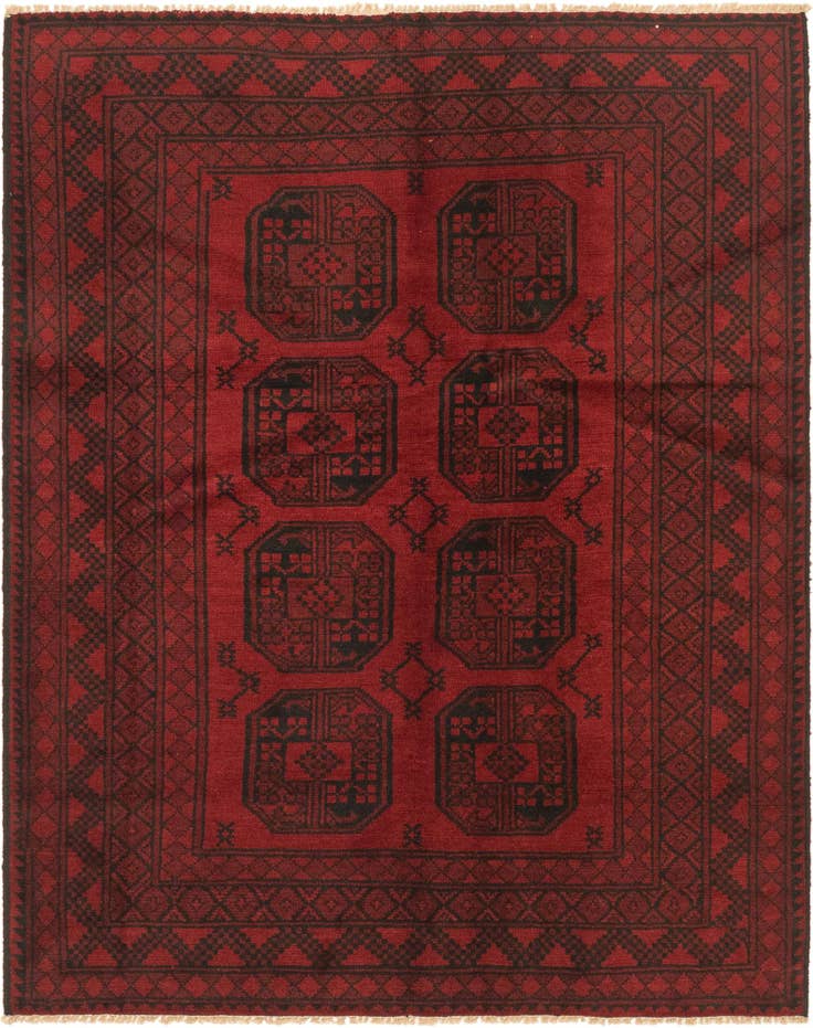 Detail image of 4' 11 x 6' 4 Hand Knotted Afghan Akhche Wool Rug
