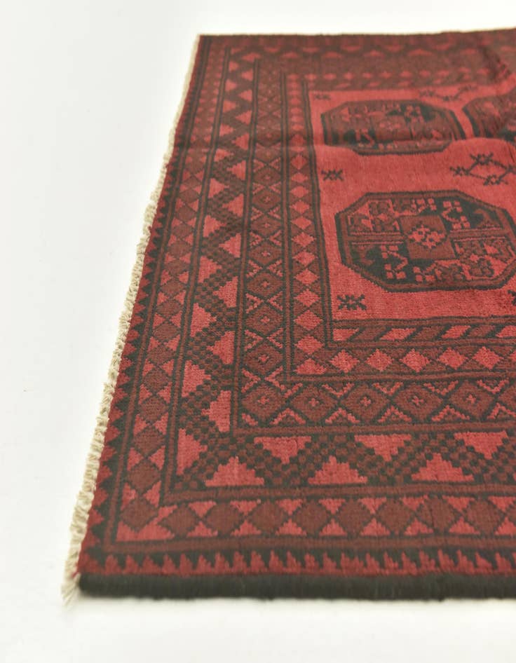 Detail image of 4' 10 x 6' 4 Hand Knotted Afghan Akhche Wool Rug
