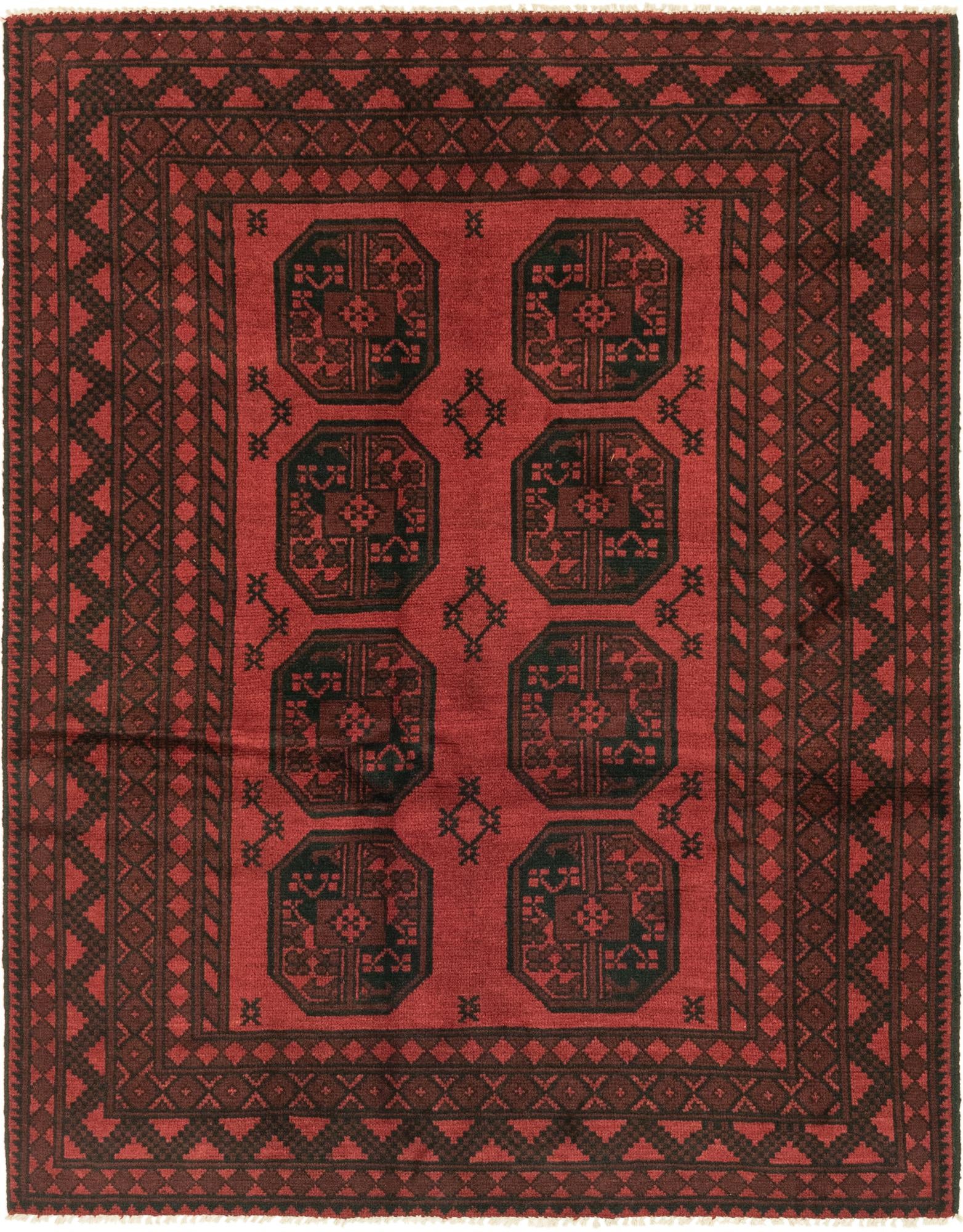 4' 10 x 6' 4 Hand Knotted Afghan Akhche Wool Rug