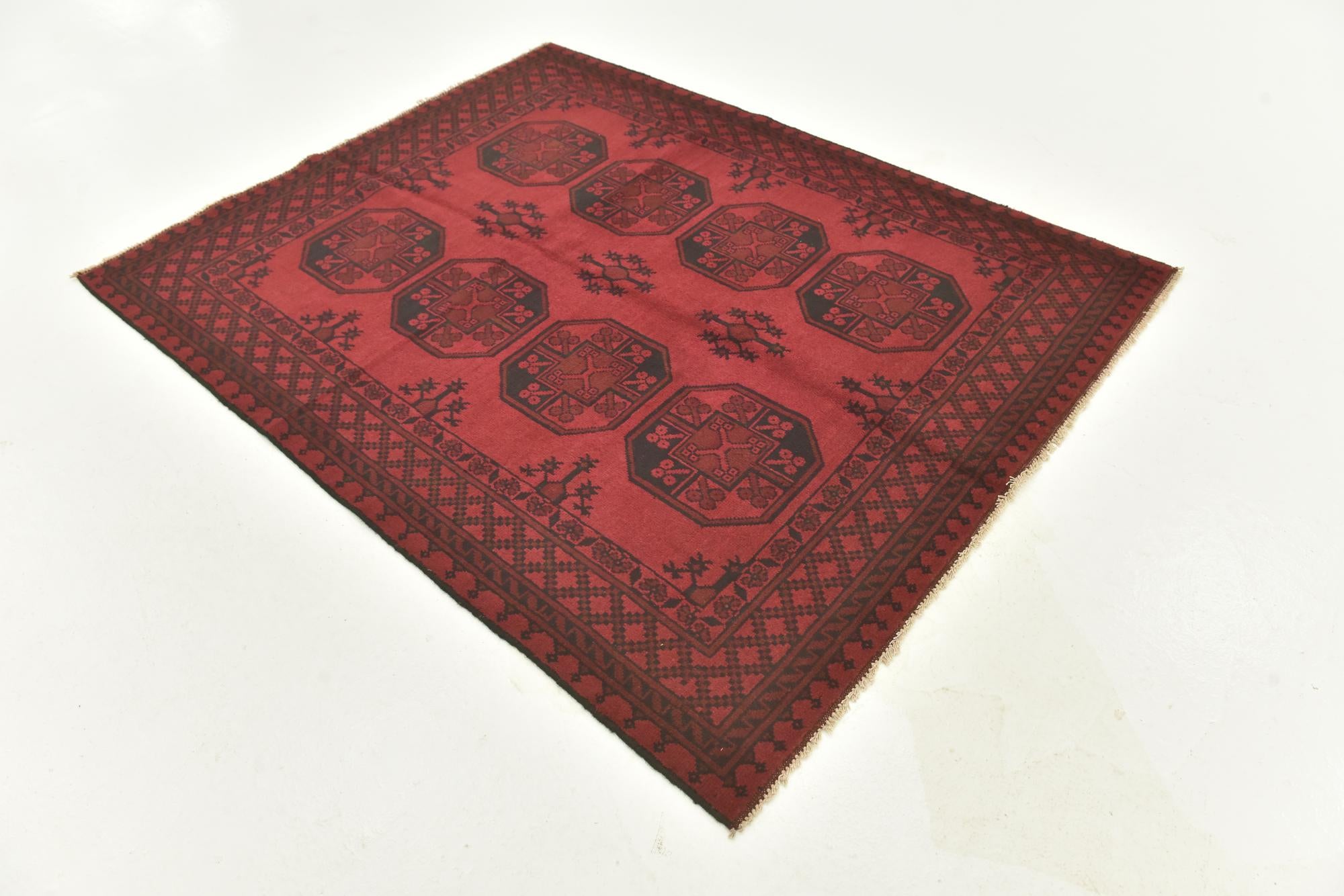 5' x 6' 2 Hand Knotted Afghan Akhche Wool Rug