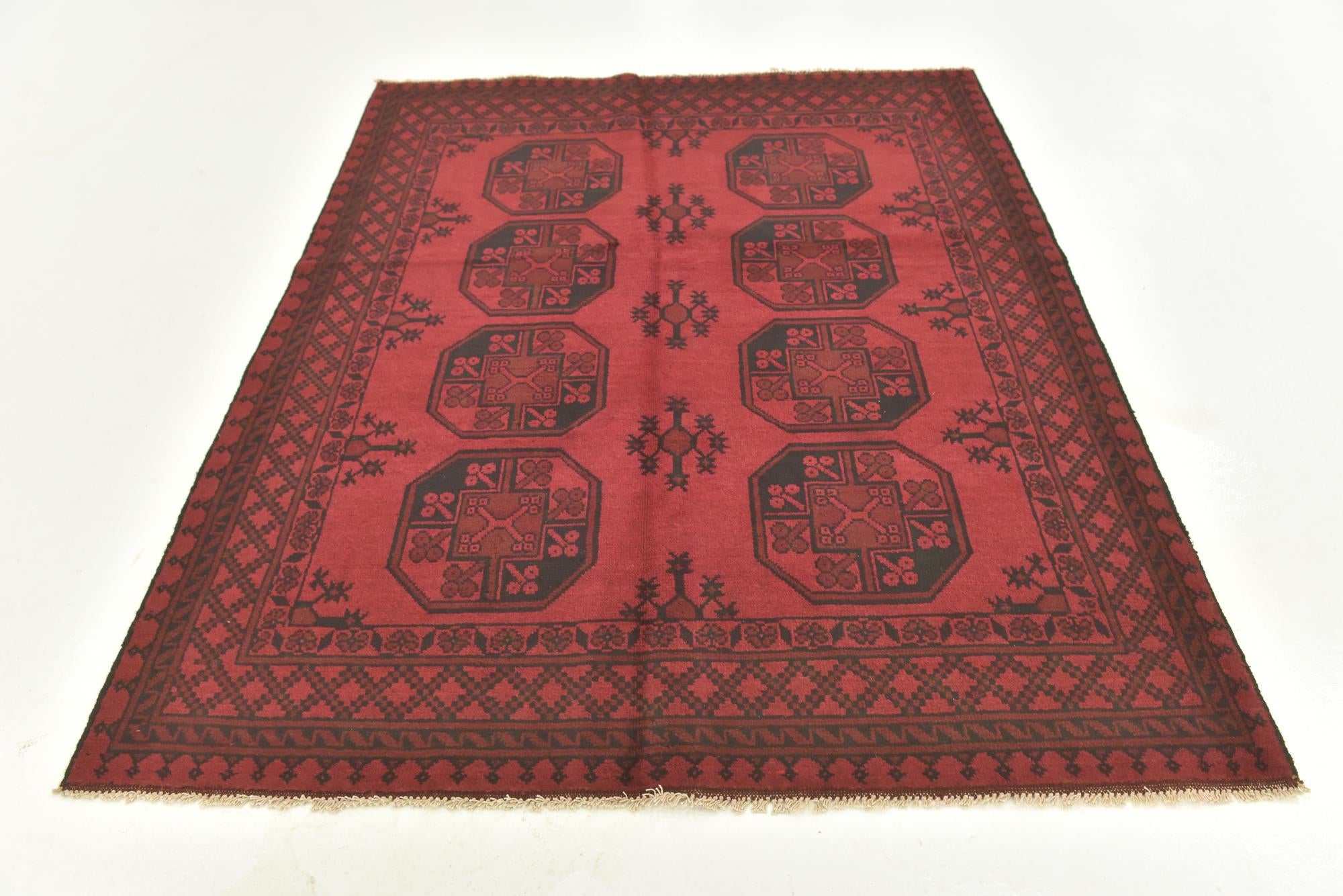 5' x 6' 2 Hand Knotted Afghan Akhche Wool Rug