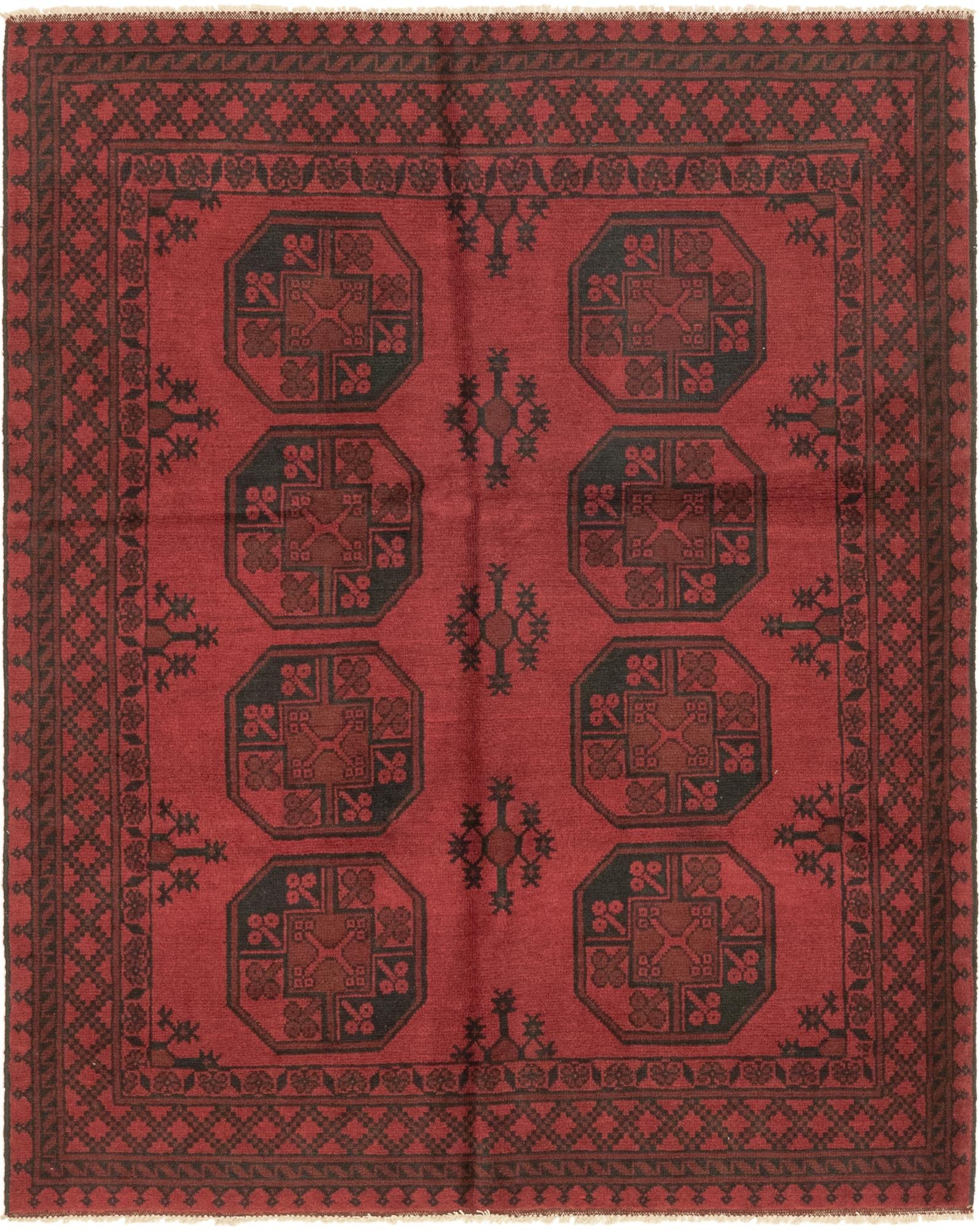 5' x 6' 2 Hand Knotted Afghan Akhche Wool Rug
