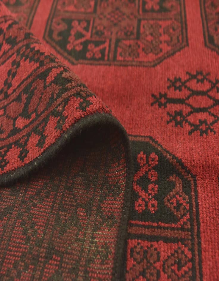 Detail image of 4' 9 x 6' 4  Hand Knotted Afghan Akhche Wool Rug