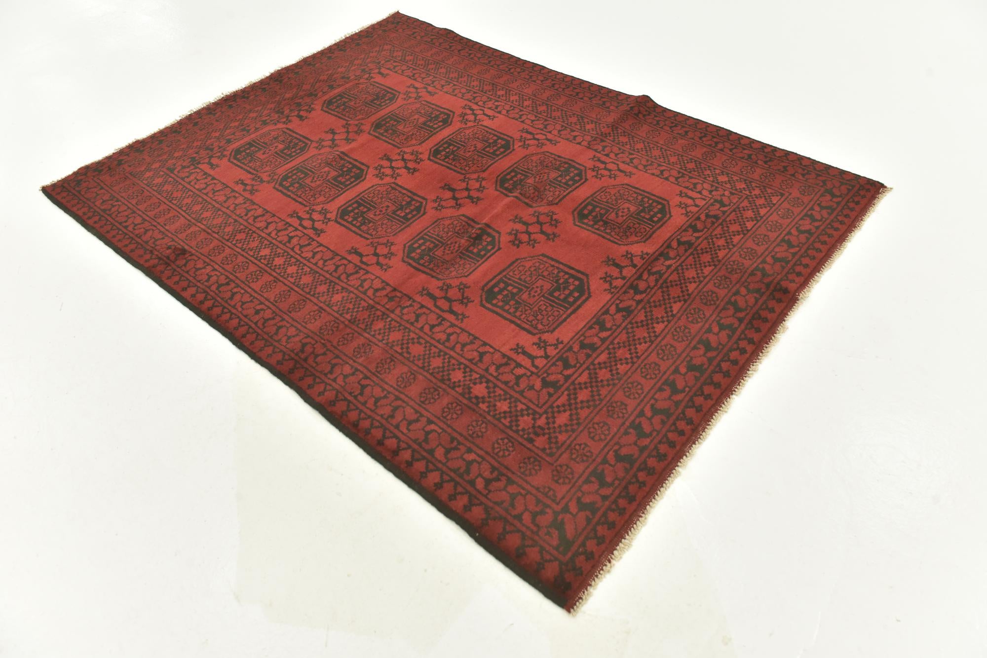5' x 6' 6 Hand Knotted Afghan Akhche Wool Rug