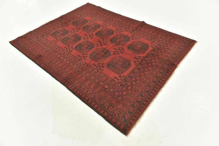 Detail image of 5' x 6' 6 Hand Knotted Afghan Akhche Wool Rug