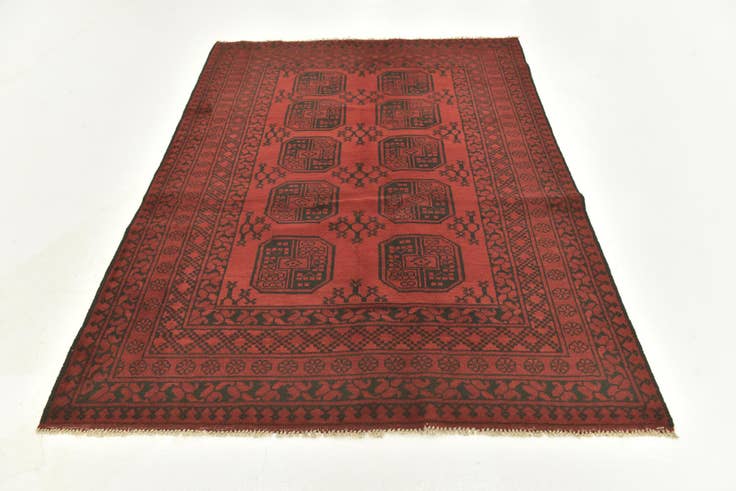 Detail image of 5' x 6' 6 Hand Knotted Afghan Akhche Wool Rug