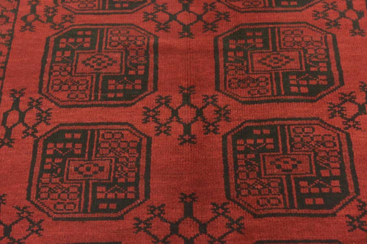 Detail image of 5' x 6' 6 Hand Knotted Afghan Akhche Wool Rug
