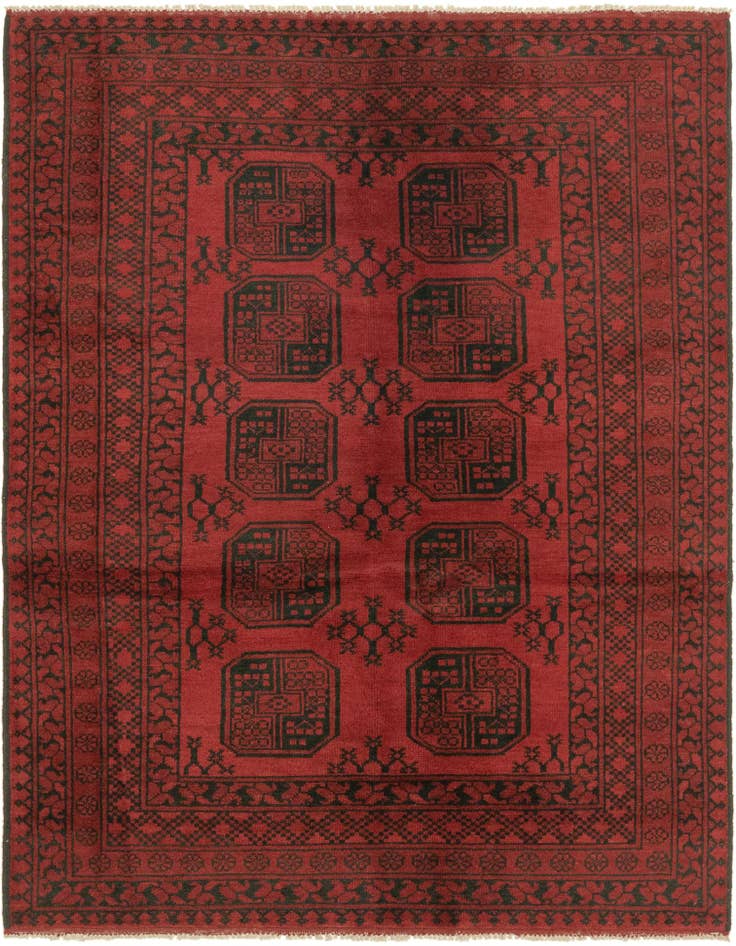 Detail image of 5' x 6' 6 Hand Knotted Afghan Akhche Wool Rug