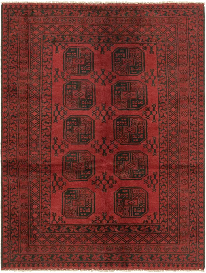 Detail image of 5' x 6' 6 Hand Knotted Afghan Akhche Wool Rug