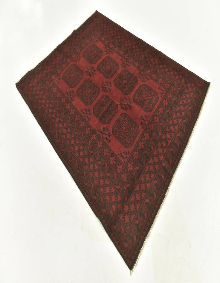 Detail image of 5' x 6' 6 Hand Knotted Afghan Akhche Wool Rug