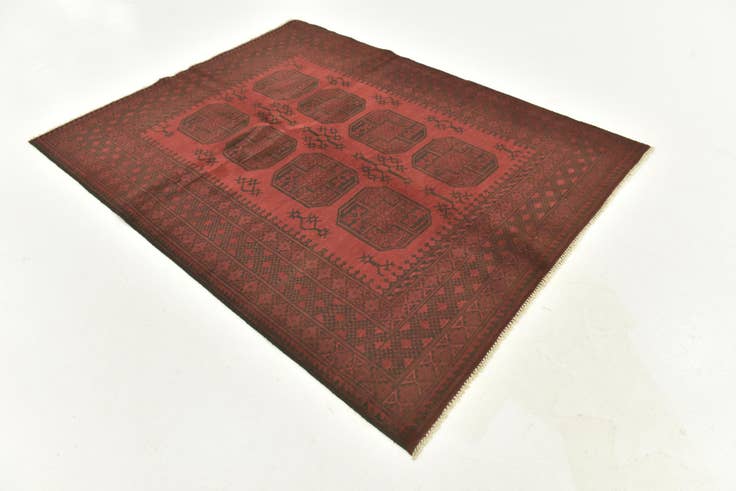 Detail image of 5' x 6' 4 Hand Knotted Afghan Akhche Wool Rug