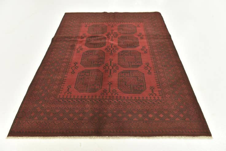 Detail image of 5' x 6' 4 Hand Knotted Afghan Akhche Wool Rug