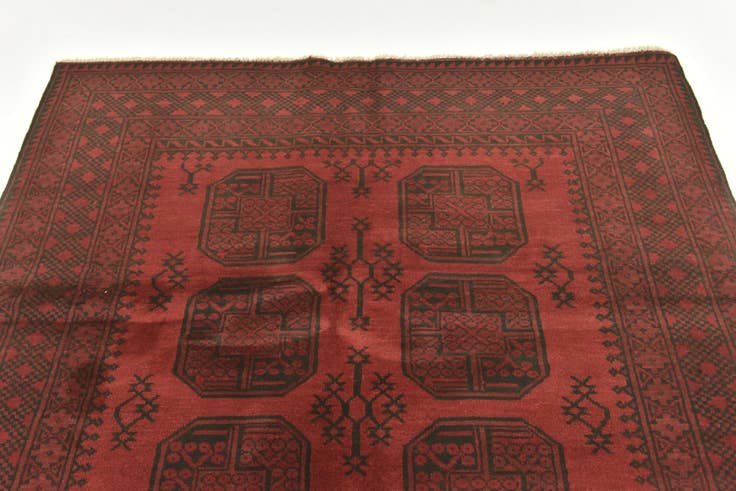 Detail image of 5' x 6' 4 Hand Knotted Afghan Akhche Wool Rug