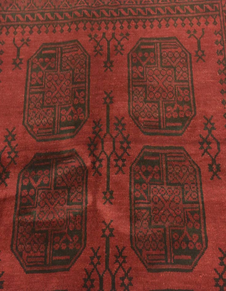 Detail image of 5' x 6' 4 Hand Knotted Afghan Akhche Wool Rug