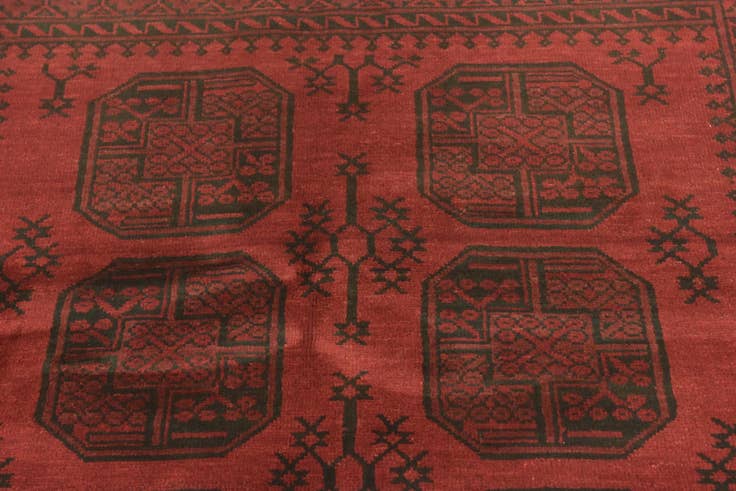 Detail image of 5' x 6' 4 Hand Knotted Afghan Akhche Wool Rug