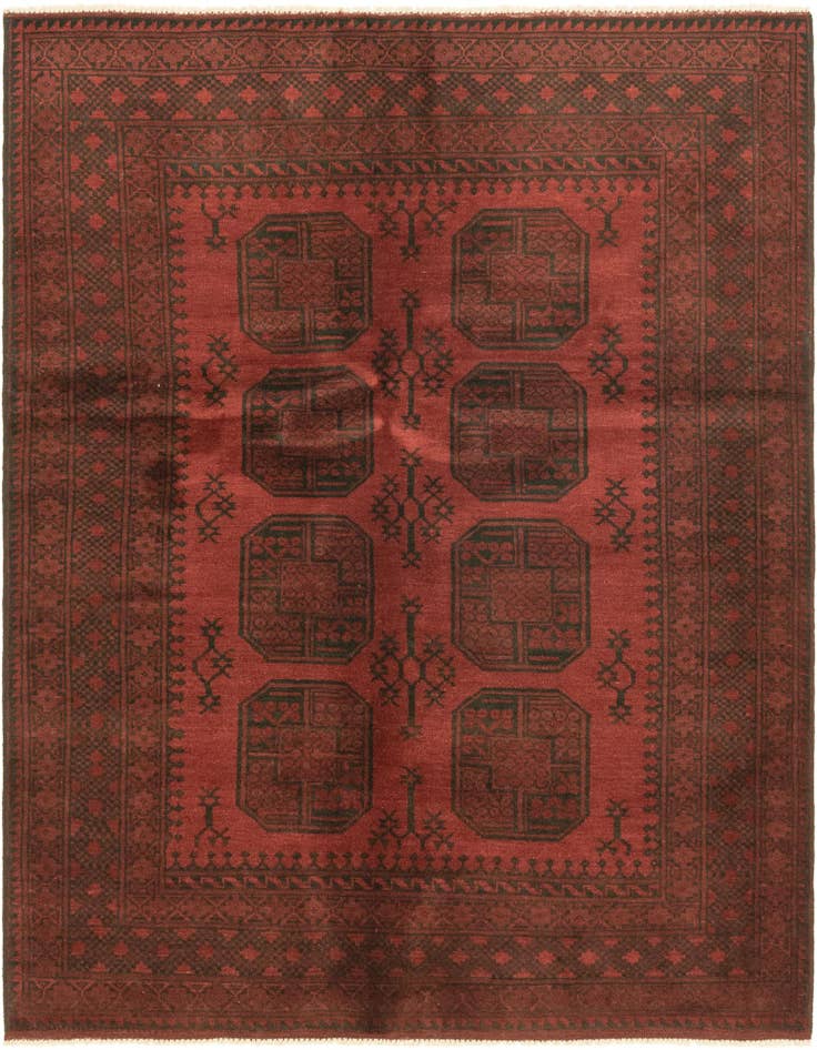 Detail image of 5' x 6' 4 Hand Knotted Afghan Akhche Wool Rug