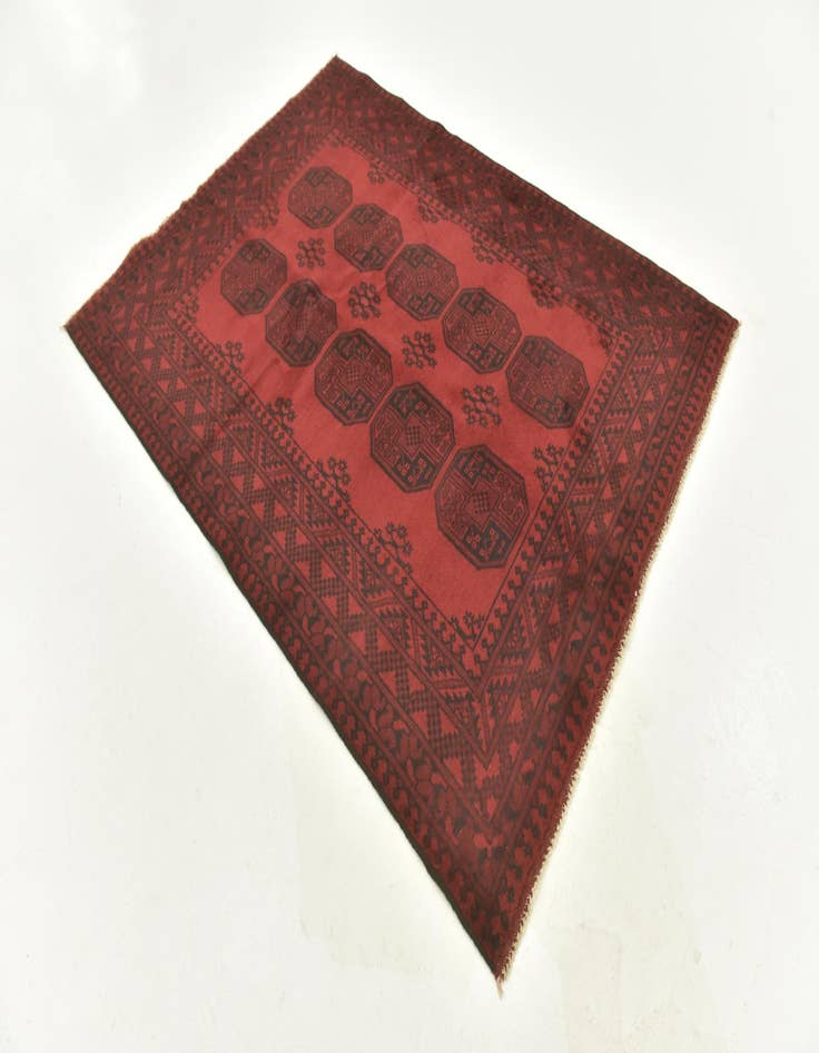 Detail image of 4' 9 x 6' 6 Hand Knotted Afghan Akhche Wool Rug
