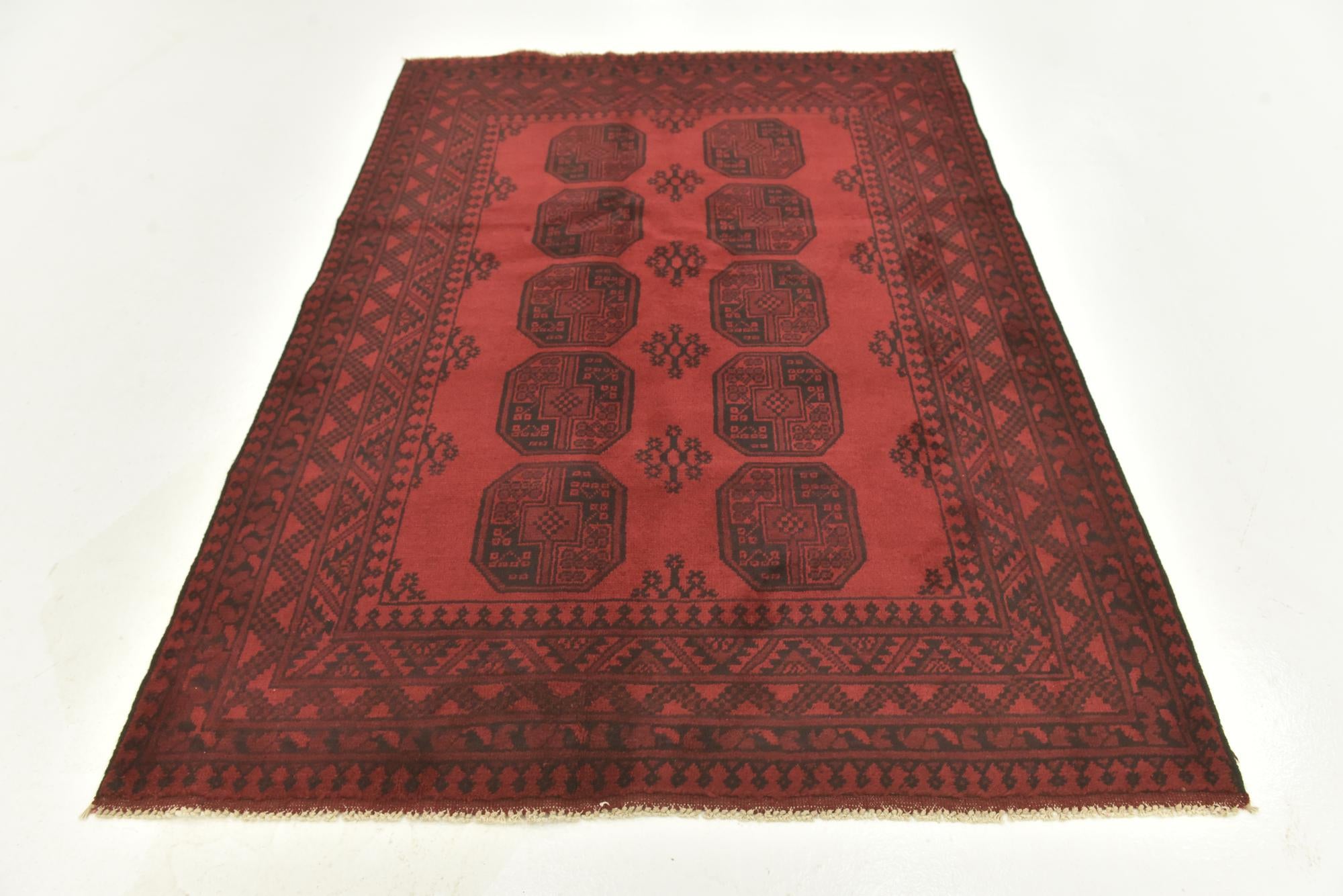 4' 9 x 6' 6 Hand Knotted Afghan Akhche Wool Rug