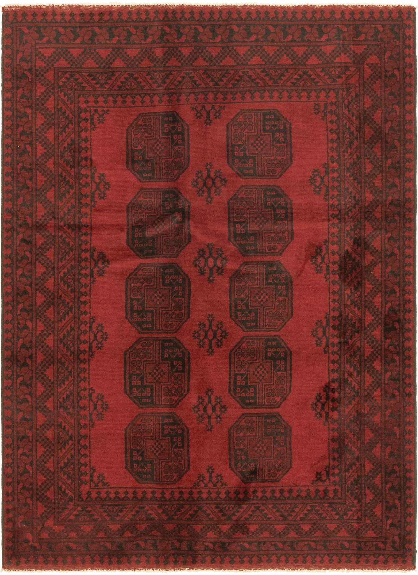 4' 9 x 6' 6 Hand Knotted Afghan Akhche Wool Rug