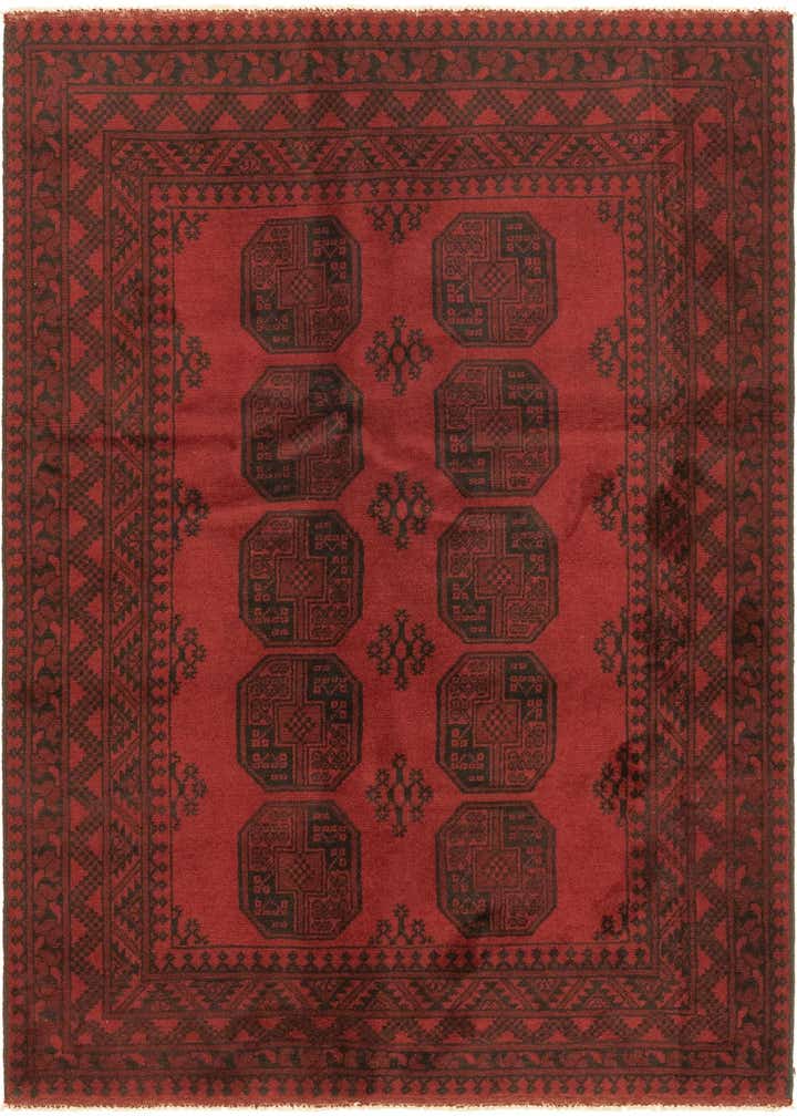 4' 9 x 6' 6 Hand Knotted Afghan Akhche Wool Rug