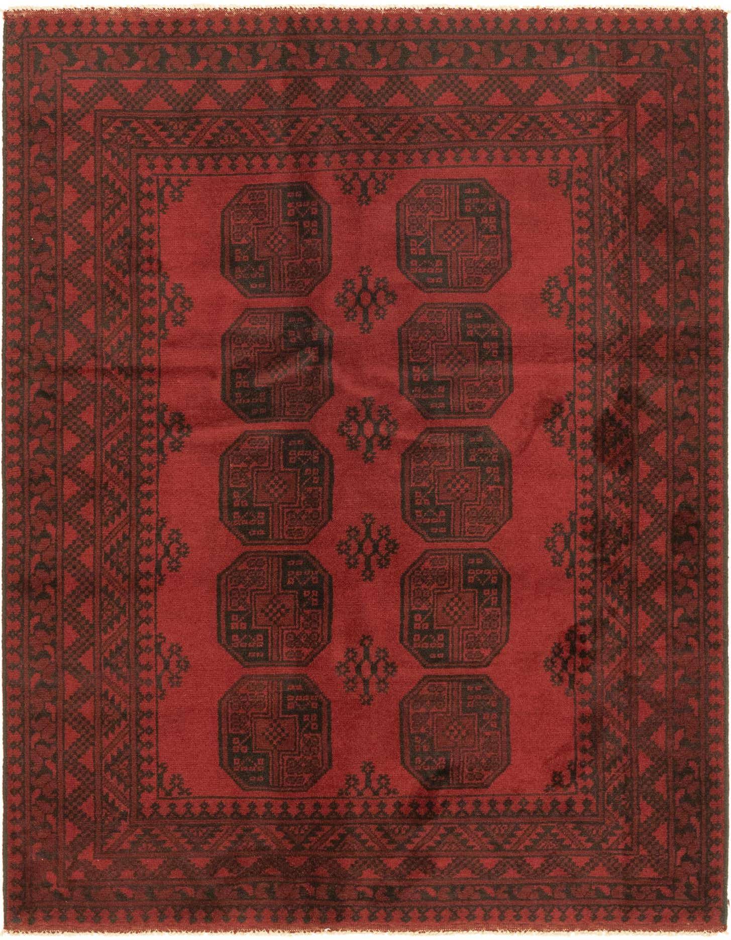 4' 9 x 6' 6 Hand Knotted Afghan Akhche Wool Rug