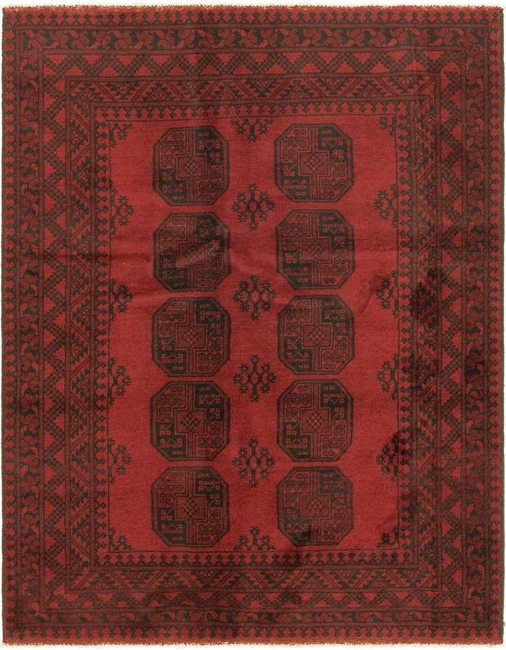 Detail image of 4' 9 x 6' 6 Hand Knotted Afghan Akhche Wool Rug