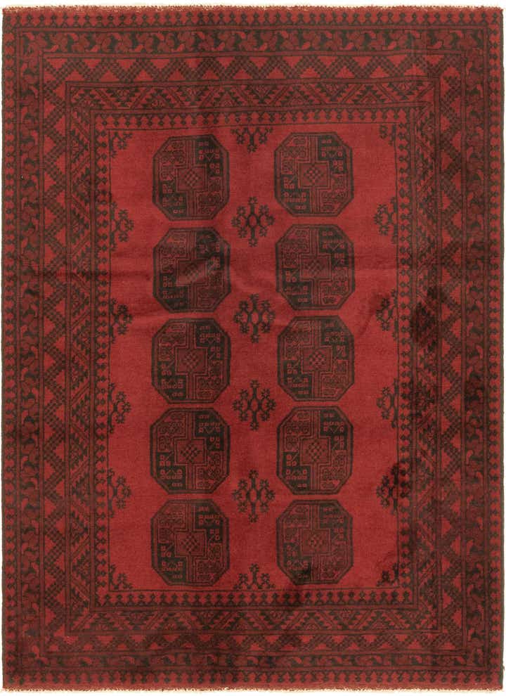 4' 9 x 6' 6 Hand Knotted Afghan Akhche Wool Rug