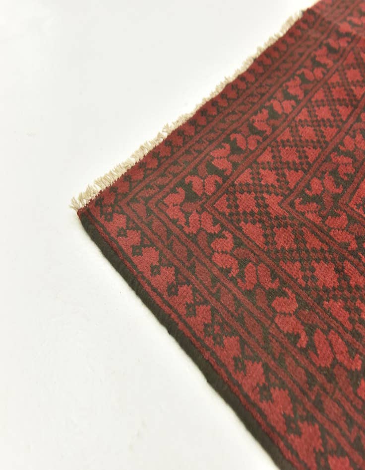 Detail image of 4' 10 x 6' 6 Hand Knotted Afghan Akhche Wool Rug