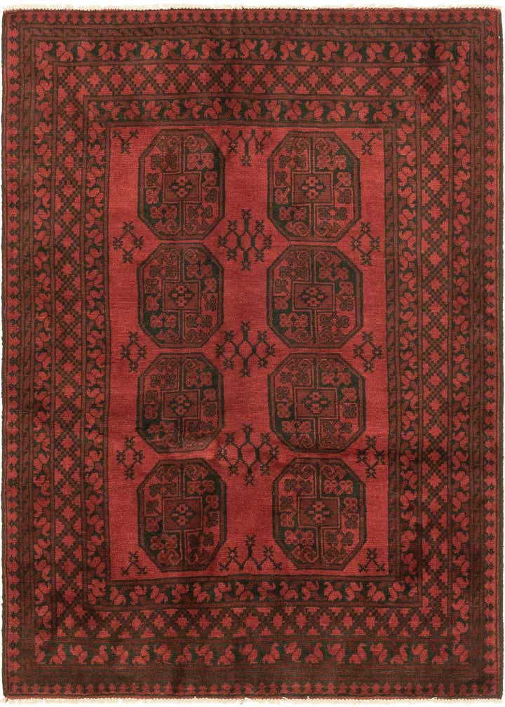 4' 10 x 6' 6 Hand Knotted Afghan Akhche Wool Rug