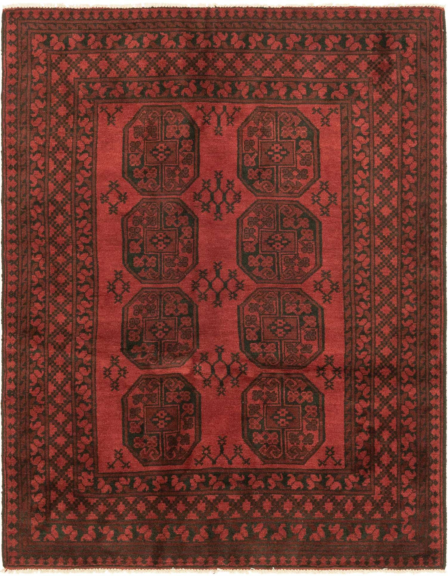 4' 10 x 6' 6 Hand Knotted Afghan Akhche Wool Rug