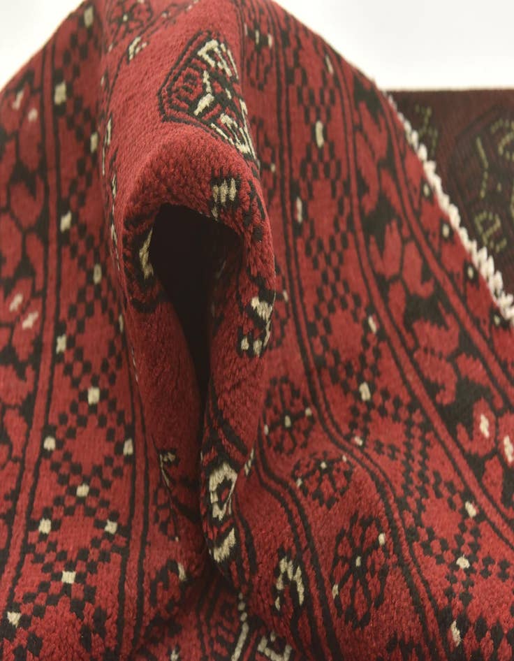 Detail image of 4' 10 x 6' 5  Hand Knotted Afghan Akhche Wool Rug