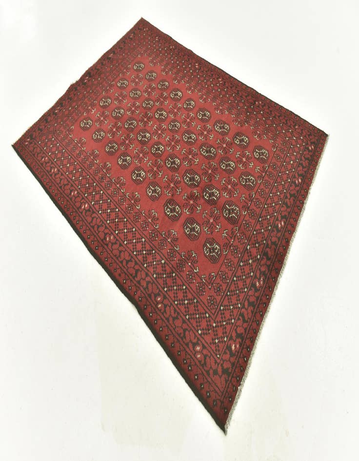 Detail image of 4' 10 x 6' 5  Hand Knotted Afghan Akhche Wool Rug