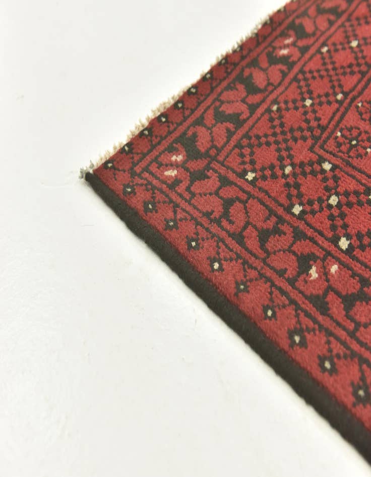 Detail image of 4' 10 x 6' 5  Hand Knotted Afghan Akhche Wool Rug