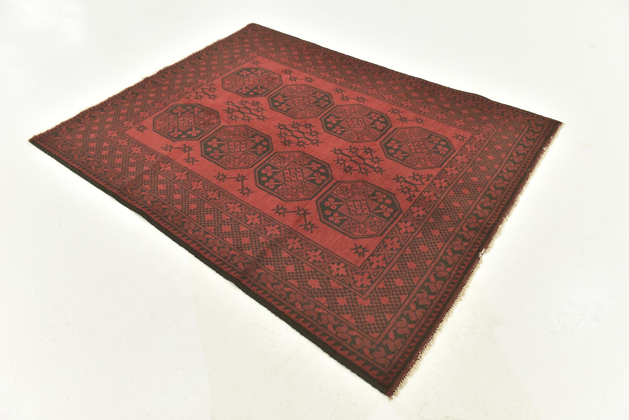 4' 9 x 6' 4 Hand Knotted Afghan Akhche Wool Rug