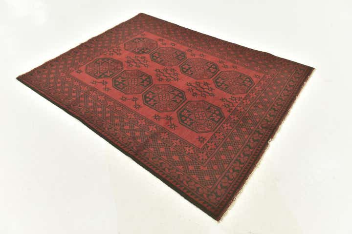 145cm x 195cm Noué main Afghan Akhche Tapis Laine