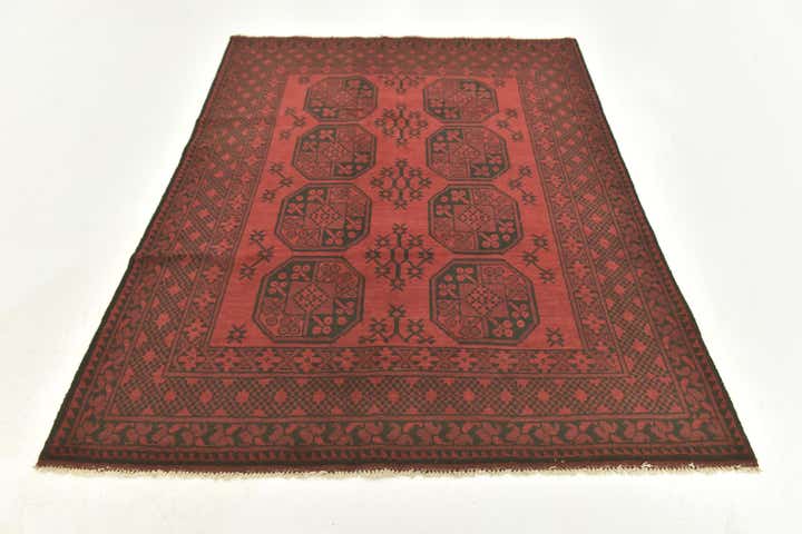 145cm x 195cm Noué main Afghan Akhche Tapis Laine