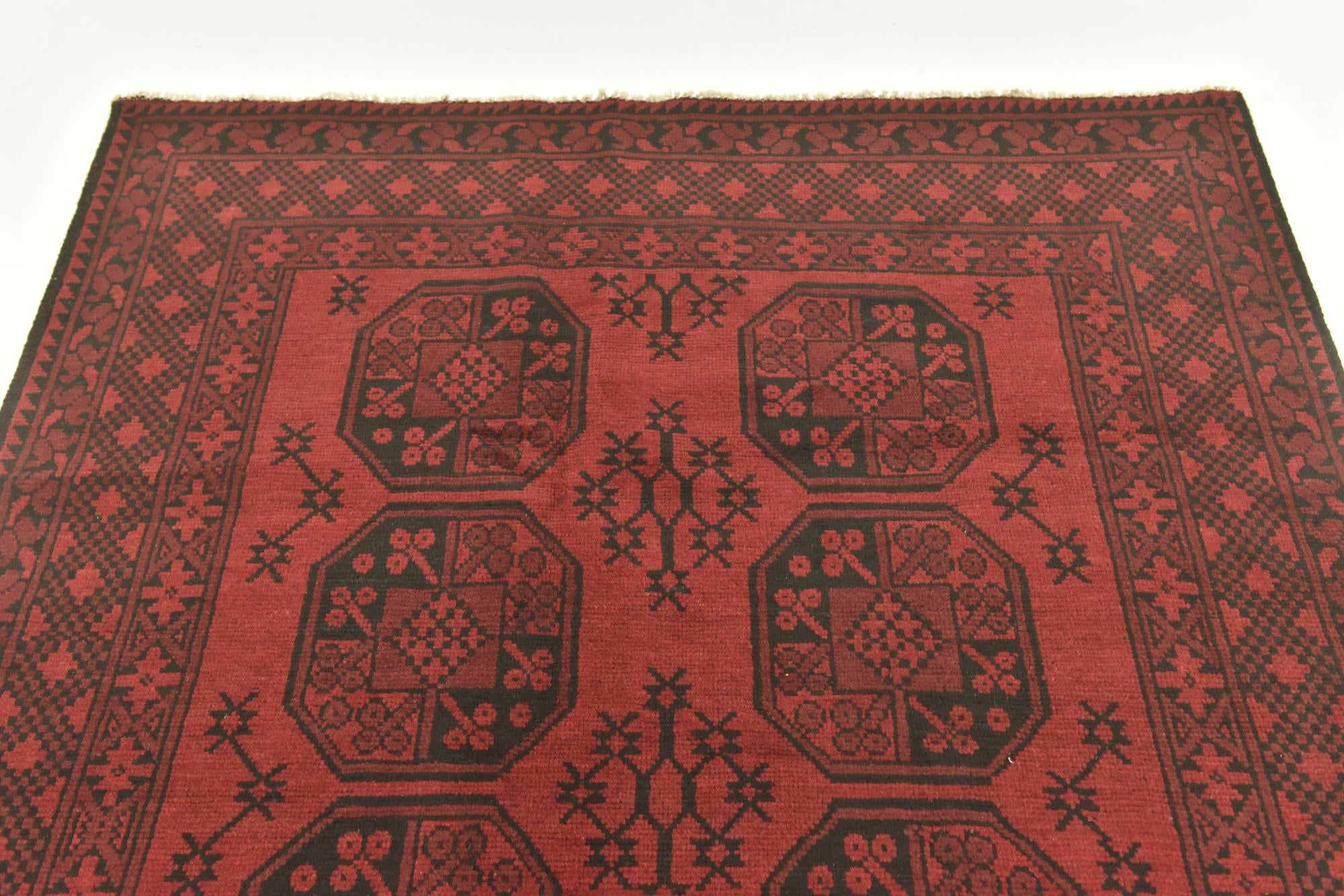 4' 9 x 6' 4 Hand Knotted Afghan Akhche Wool Rug