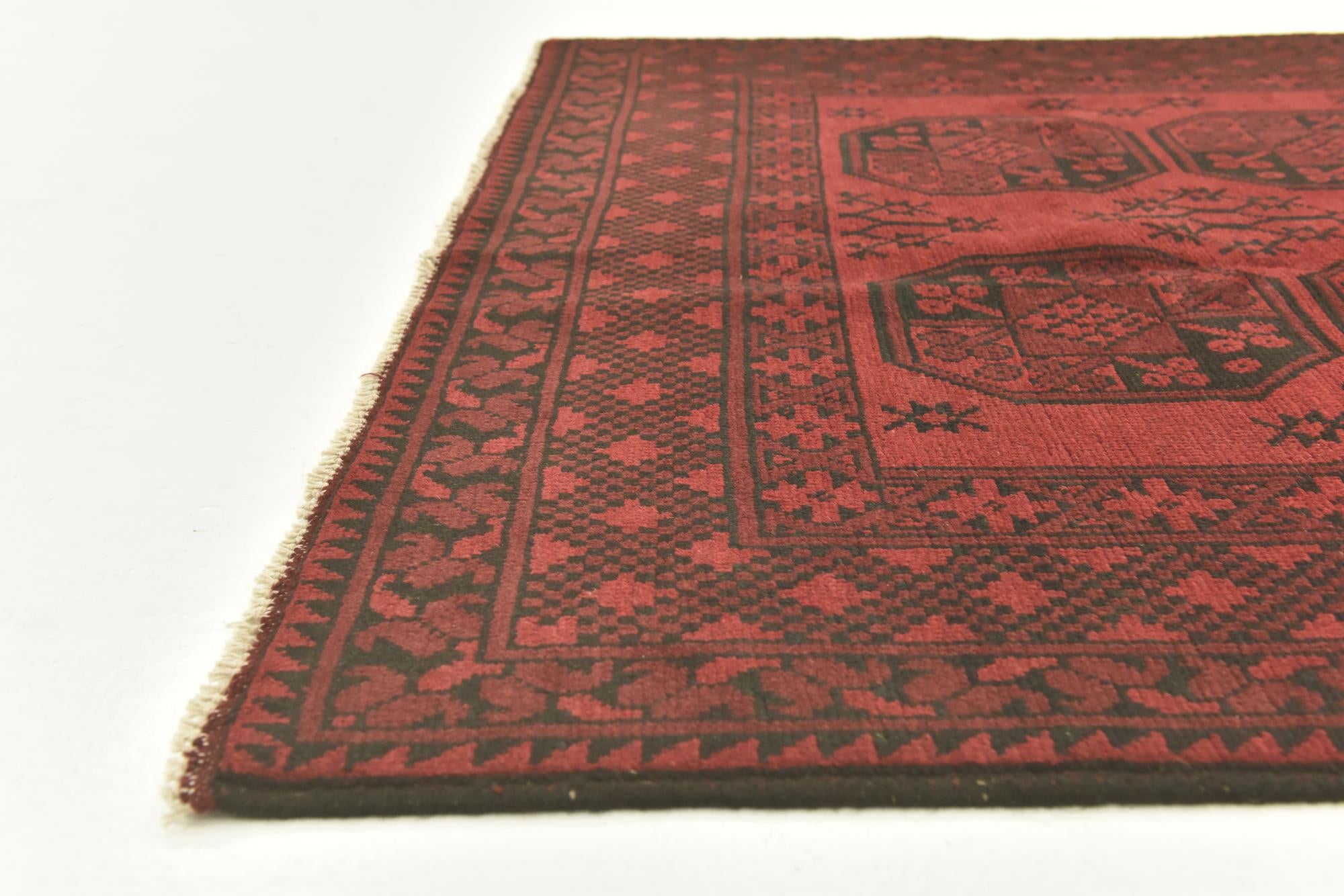 4' 9 x 6' 4 Hand Knotted Afghan Akhche Wool Rug
