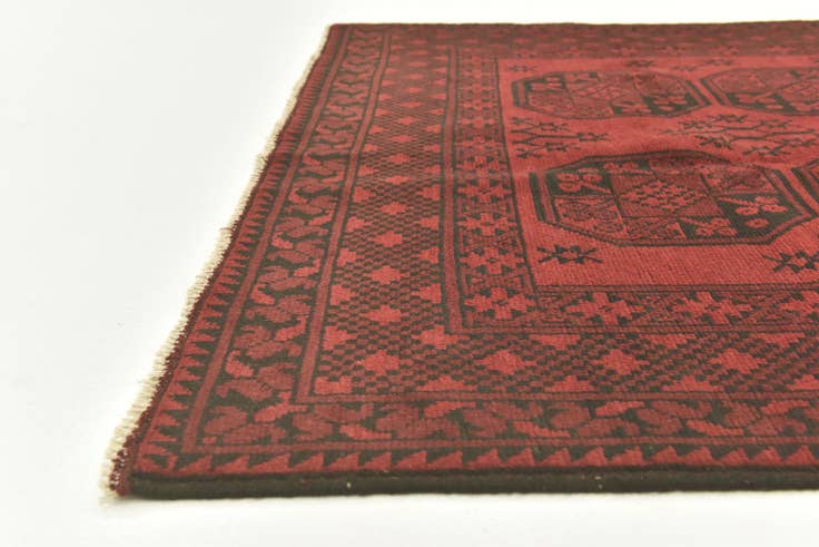 Vue détaillée : 145cm x 195cm Noué main Afghan Akhche Tapis Laine