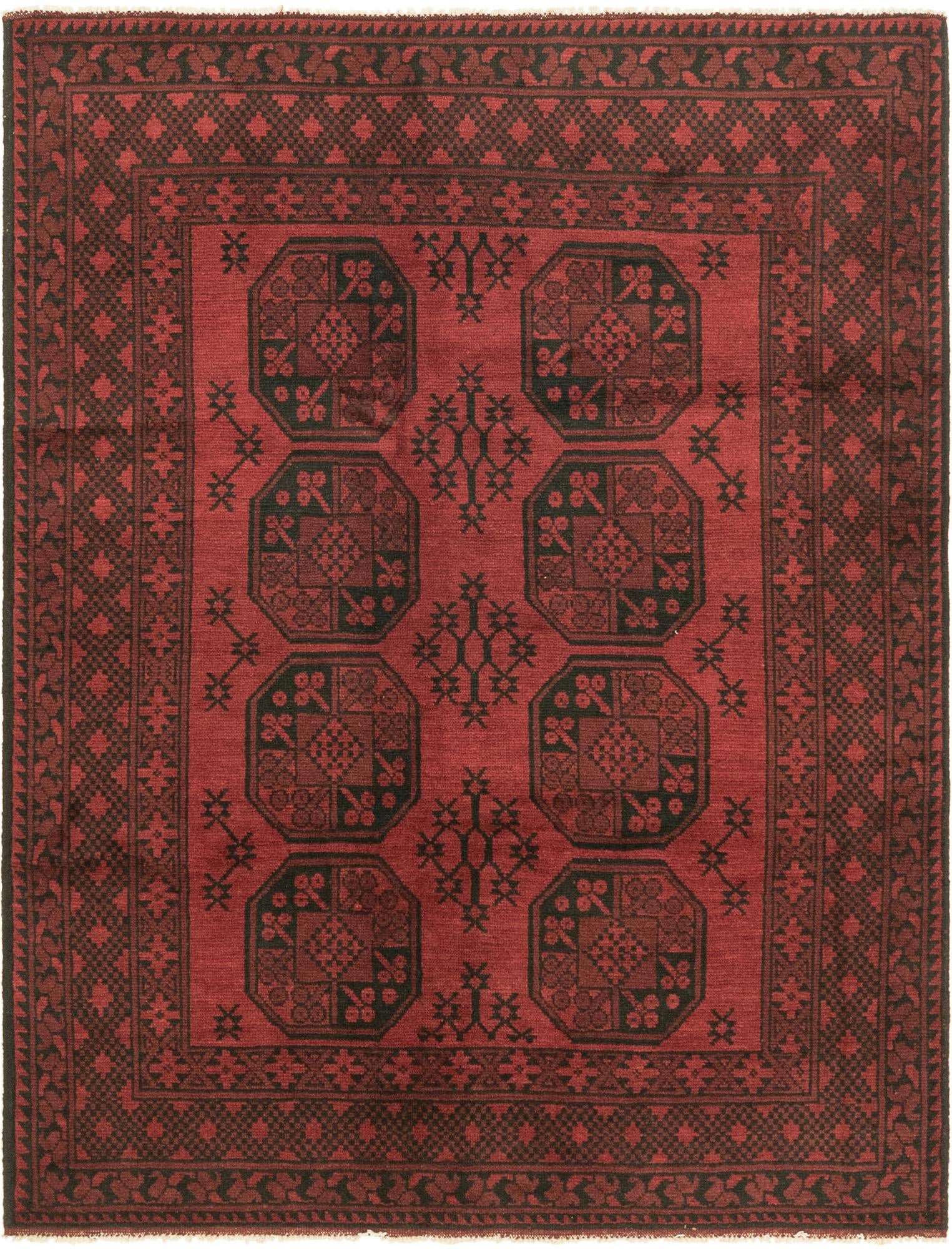 4' 9 x 6' 4 Hand Knotted Afghan Akhche Wool Rug