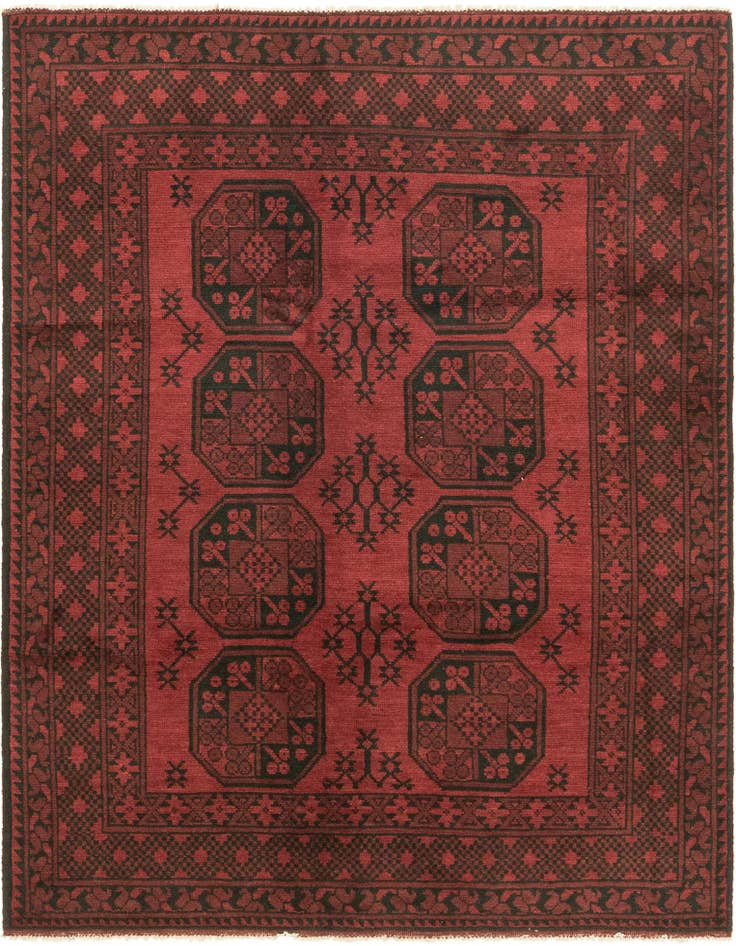 Detail image of 4' 9 x 6' 4 Hand Knotted Afghan Akhche Wool Rug