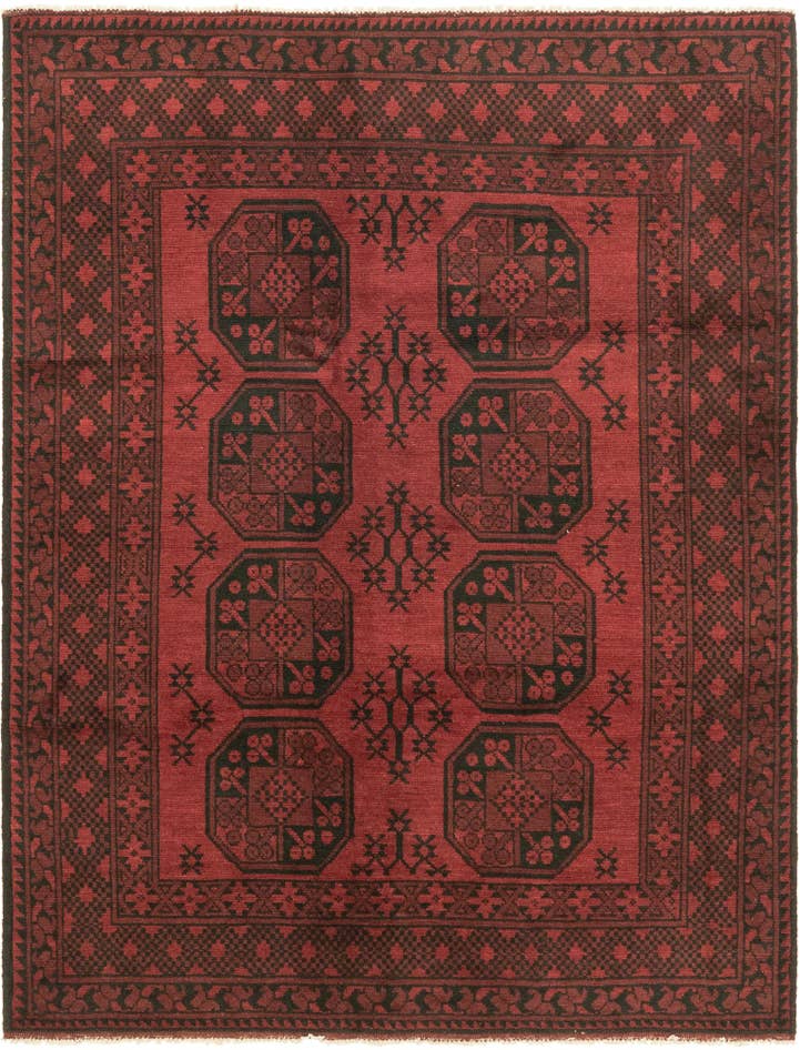 Vue détaillée : 145cm x 195cm Noué main Afghan Akhche Tapis Laine