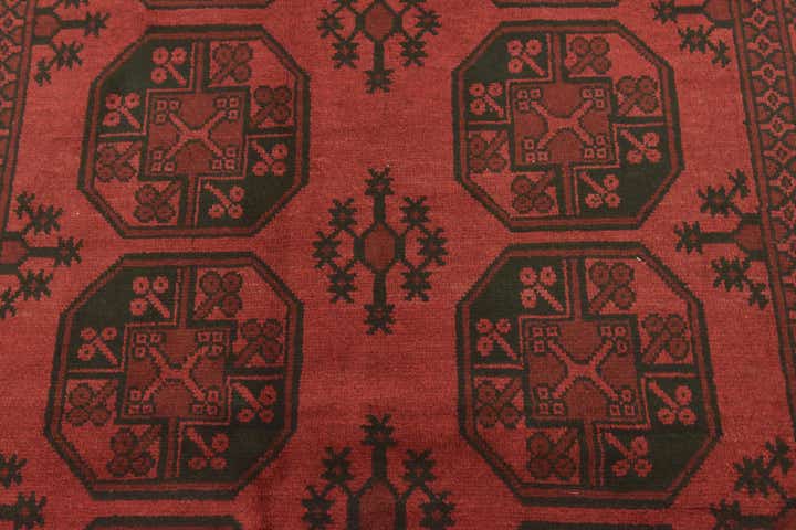 4' 9 x 6' 5 Hand Knotted Afghan Akhche Wool Rug