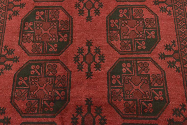 Detail image of 4' 9 x 6' 5 Hand Knotted Afghan Akhche Wool Rug