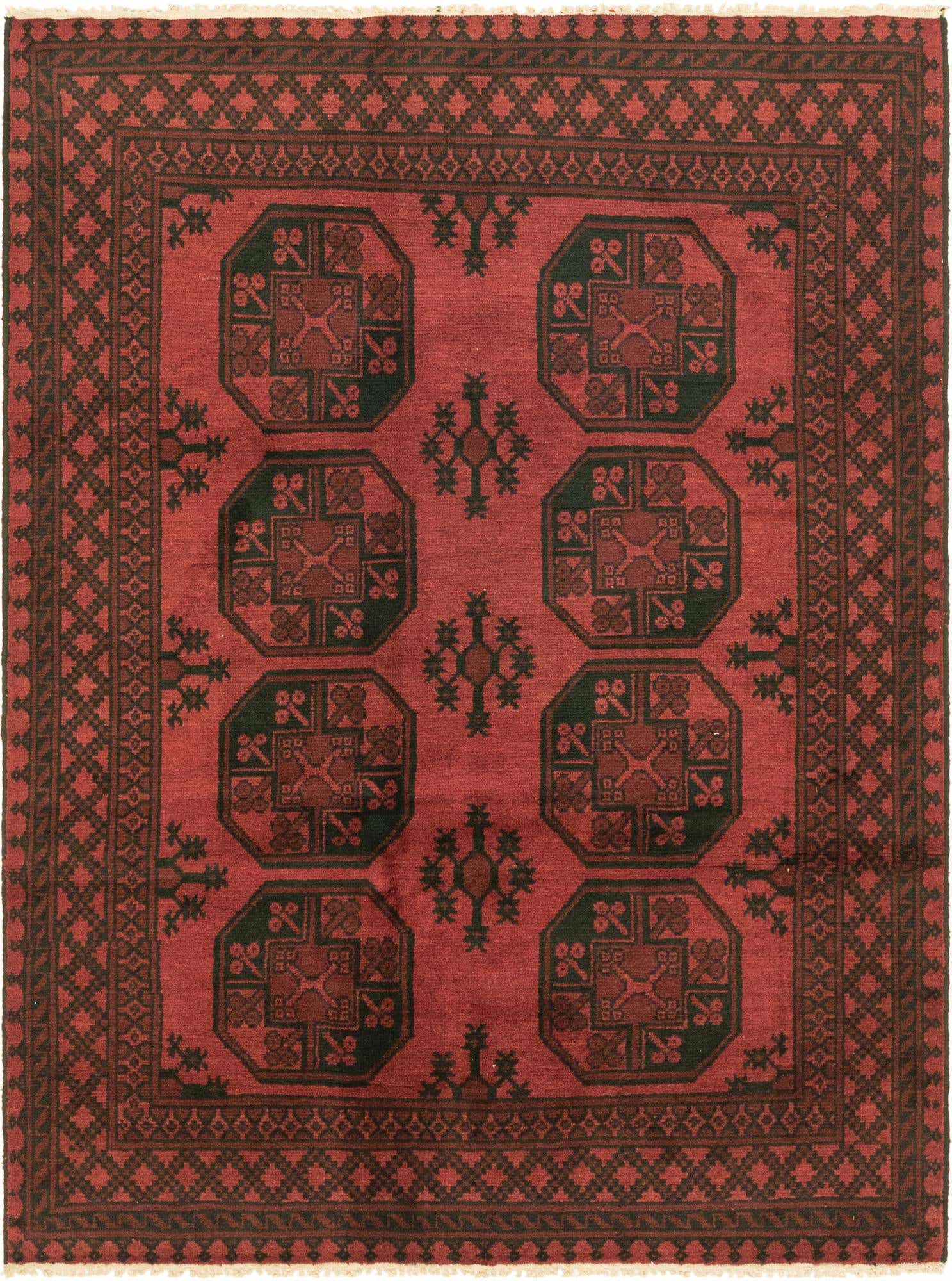 4' 9 x 6' 5 Hand Knotted Afghan Akhche Wool Rug