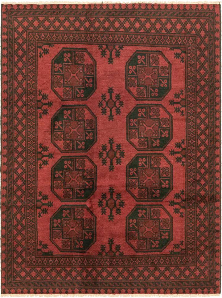 4' 9 x 6' 5 Hand Knotted Afghan Akhche Wool Rug